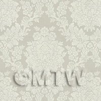 Pack of 5 Dolls House Miniature Pale Grey Floral Damask Wallpaper 