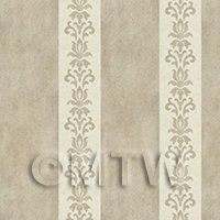 Pack of 5 Dolls House Miniature Light Chocolate Floral Stripe Wallpaper 