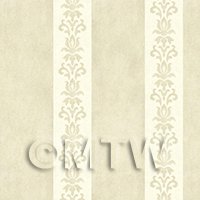 Pack of 5 Dolls House Miniature Light Beige Floral Stripe Wallpaper 