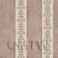 Pack of 5 Dolls House Miniature Light Burgandy Floral Stripe Wallpaper 