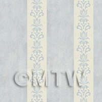 Pack of 5 Dolls House Miniature Light Duck Egg Floral Stripe Wallpaper 