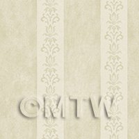 Pack of 5 Dolls House Miniature Light Sage Floral Stripe Wallpaper 