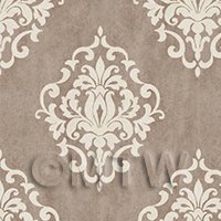 Pack of 5 Dolls House Cocoa Floral Diamond Wallpaper Sheets