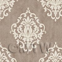 Dolls House Miniature Cocoa Floral Diamond Wallpaper 