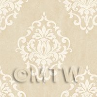 Dolls House Miniature Beige Floral Diamond Wallpaper 