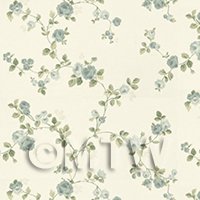 Pack of 5 Dolls House Miniature Small Trailing Blue Rose Wallpaper 
