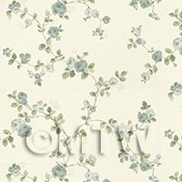 Dolls House Miniature Small Trailing Blue Rose Wallpaper 