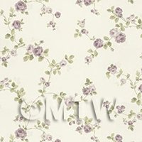 Pack of 5 Dolls House Miniature Small Trailing Violet Rose Wallpaper 