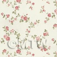 Pack of 5 Dolls House Miniature Small Trailing Pink Rose Wallpaper 
