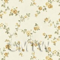 Pack of 5 Dolls House Miniature Small Trailing Yellow Rose Wallpaper 