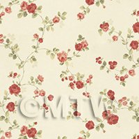 Pack of 5 Dolls House Miniature Small Trailing Red Rose Wallpaper 