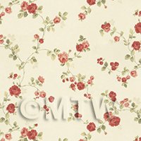 Dolls House Miniature Small Trailing Red Rose Wallpaper 