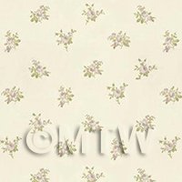 Dolls House Miniature Pale Violet Rose Posie Wallpaper 