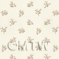 Dolls House Miniature Pale Pink Rose Posie Wallpaper 