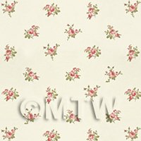 Pack of 5 Dolls House Miniature Dark Pink Rose Posie Wallpaper 