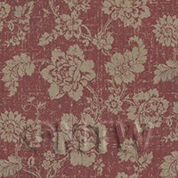 Dolls House Gold Floral Pattern On Burgandy Fabric Style Print Wallpaper 