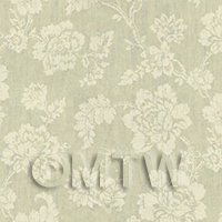 Dolls House Cream Floral Pattern On Light Green Fabric Style Print Wallpaper 