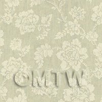 Pack of 5 Dolls House Cream Floral Pattern On Light Green Fabric Style Print Wallpape