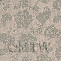 Pack of 5 Dolls House Grey Floral Pattern On Fabric Style Print Wallpaper Sheets