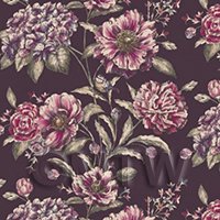 Pack of 5 Dolls House Violet And Mauve Mixed Flowers on Purple Wallpaper 