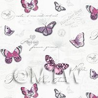 Pack of 5 Dolls House Butterflys On White Wallpaper Sheets