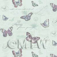 Dolls House Miniature Butterflys On Pale Blue Wallpaper 