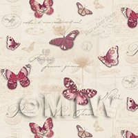 Pack of 5 Dolls House Butterflys On Pale Peach Wallpaper Sheets