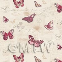 Dolls House Miniature Butterflys On Pale Peach Wallpaper 