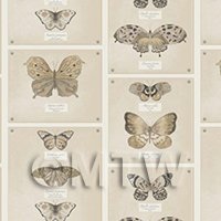 Dolls House Miniature Light Brown Butterfly Striped Wallpaper 