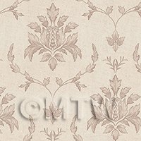 Pack of 5 Dolls House Miniature Large Leafy Damask Wallpaper 