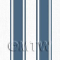 Pack of 5 Dolls House Miniature Blue Mixed Striped Wallpaper 