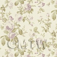 Dolls House Miniature Mauve Vintage Trailing Rose Wallpaper 