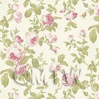 Pack of 5 Dolls House Pink Vintage Trailing Rose Wallpaper Sheets