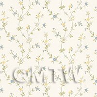 Dolls House Tiny Blue And Yellow Trailing Meadow Flower Wallpaper 