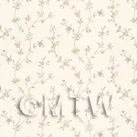 Pack of 5 Dolls House Tiny Pastel Pink And Mauve Trailing Meadow Flower Wallpaper 