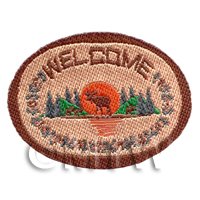 Dolls House Miniature Oval Welcome Mat Forest Design (NW8)