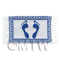 Dolls House Miniature Blue Feet Welcome / Bathroom Mat (NW15)