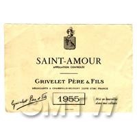 Miniature French Saint Amour Red Wine Label (1955 Vintage)