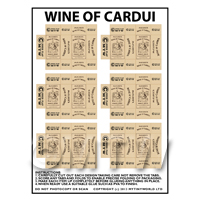 Dolls House Miniature Packaging Sheet of 6 Wine of Cardui