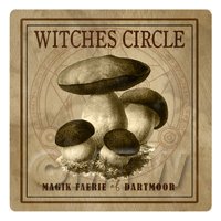 Dolls House Miniature Apothecary Witches Circle Fungi Sepia Box Label