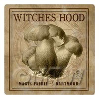 Dolls House Miniature Apothecary Witches Hood Fungi Sepia Box Label