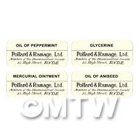 4 Dolls House Miniature Apothecary Labels - Bulk Jar Set SB1