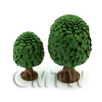 2 Dolls House Classic Shaped Green Trees 30 And 40mm