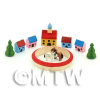Dolls House Miniature Set of 10 Wood Buildings / Pieces