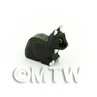 German Dolls House Miniature Small Squatting Black Cat