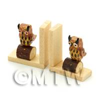 Pair Of Dolls House Miniature Owl Book Ends