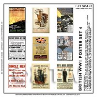 Dolls House Miniature World War One Set of 9 Posters - Set 4