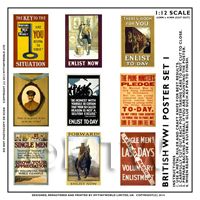 Dolls House Miniature World War One Set of 9 Posters - Set 6