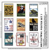 Dolls House Miniature World War One Set of 9 Posters - Set 7