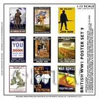 Dolls House Miniature World War One Set of 9 Posters - Set 9